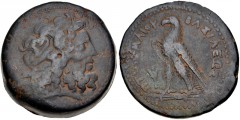 PTOLEMAIC KINGS of EGYPT. Ptolemy VI Philometor. First sole reign, 180-170 BC. Æ Octobol (45mm, 102.41 g, 12h). Cyprus mint. Diademed head of Zeus-Ammon right / Eagle with closed wings standing left o