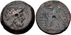 PTOLEMAIC KINGS of EGYPT. Ptolemy VI Philometor. Second sole reign, 163-145 BC. Æ (28mm, 22.94 g, 12h). Alexandreia mint. Series 7. Diademed head of Zeus-Ammon right / Two eagles with their wings clos