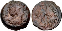 PTOLEMAIC KINGS of EGYPT. Kleopatra III & Ptolemy IX Soter II (Lathyros). 116-107 BC. Æ (27mm, 16.27 g, 12h). Alexandreia(?) mint. Series 8. Dated RY 3 (115/4 BC). Diademed head of Zeus-Ammon right; K