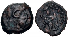 PTOLEMAIC KINGS of EGYPT. Kleopatra III & Ptolemy IX Soter II (Lathyros). 116-107 BC. Æ Chalkous (13mm, 1.76 g, 12h). Kyrene mint. Diademed head of Zeus-Ammon right / Eagles with open wings standing l