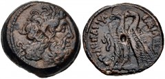 PTOLEMAIC KINGS of EGYPT. Ptolemy IX to Ptolemy XII. 116-51 BC. Æ (20mm, 8.90 g, 12h). Alexandreia(?) mint. Series 9. Diademed head of Zeus-Ammon right / Two eagles with their wings closed standing le