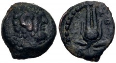 PTOLEMAIC KINGS of EGYPT. Ptolemy Apion. King of Kyrenaika, c. 104/1–96 BC. Æ Chalkous (12mm, 1.98 g, 12h). Kyrene mint. Diademed head of Zeus-Ammon right / Headdress of Isis. Svoronos 1845 (Ptolemy X