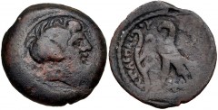 PTOLEMAIC KINGS of EGYPT. Ptolemy X Alexander I & Kleopatra Berenike. 101-88 BC. Æ Diobol(?) (26mm, 9.56 g, 1h). Uncertain mint on Cyprus(?). Diademed head of Zeus-Ammon right / Eagle with closed wing