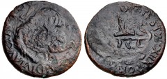 Theodosius III of Adramytium. 715-717. Æ Follis (28mm, 10.48 g, 11h). Syracuse mint. [Crowned] bust facing, wearing loros / Large M; SCL. Cf. DOC 8; cf. Anastasi 389; cf. MIB 15; cf. SB 1495 (all refs