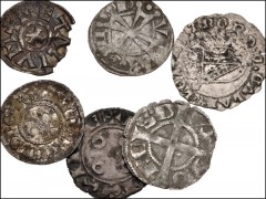 WORLD. Miscellaneous. Lot of six (6) mostly AR & BI Deniers from medieval Europe. Includes: FRANCE. Carolingians. Louis the Pious Obol // Lorraine. Antoine Demi gros // Périgord Denier // Provence Den