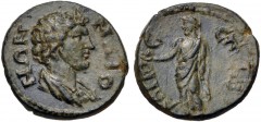 LYDIA, Maeonia. Pseudo-autonomous issue. Circa 2nd-3rd centuries AD. Æ (17mm, 2.99 g, 7h). Selonus, magistrate. Draped bust of Demos right / Zeus standing left, holding uncertain object. Martin II p. 