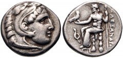 KINGS of MACEDON. Philip III Arrhidaios. 323-317 BC. AR Drachm (16.5mm, 4.26 g, 1h). In the name of Alexander III. Lampsakos mint. Struck under Leonnatos, Arrhidaios, or Antigonos I Monophthalmos. Hea