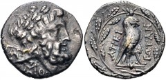 EPEIROS, Federal coinage (Epirote Republic). Circa 234/3-168 BC. AR Drachm (20mm, 4.67 g, 10h). Laureate head of Zeus right; monograms to left and below / Eagle standing right on thunderbolt; all with
