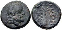 IONIA, Klazomenai. Circa 190-30 BC. Æ (17mm, 7.31 g, 9h). Laureate head of Zeus right / Club. SNG München 504; SNG Copenhagen 104; BMC 105-7. Near VF, dark green patina with touches of red and brown, 