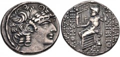 SYRIA, Seleucis and Pieria. Antioch. Autonomous issue. AR Tetradrachm (26mm, 15.56 g, 1h). In the name of Philip I Philadephos. Dated year 24 of the Caesarean Era (26/5 BC). Diademed head of Philip I 