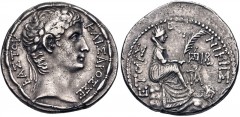 SYRIA, Seleucis and Pieria. Antioch. Augustus. 27 BC-AD 14. AR Tetradrachm (29mm, 15.19 g, 12h). Dated year 26 of the Actian Era and Cos. XII (5 BC). Laureate head right / ETOVΣ ςΚ (Actian era date) N