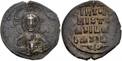 Anonymous Folles. temp. Basil II & Constantine VIII, circa 1020-1028. Æ Follis (31mm, 9.86 g, 6h). Class A3. Uncertain (Thessalonica?) mint. Facing bust of Christ Pantokrator / + IҺSЧS/ XRISTЧS/ ЬASIL