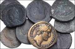 ROMAN. Imperial. Lot of nine (9) Æ Sestertii from Antoninus Pius to Trajan Decius. Includes: Antoninus Pius (2) // Diva Faustina I // Severus Alexander // Gordian III // Maximinus I // Otacilia Severa