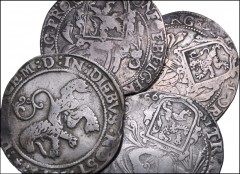 WORLD. Low Countries. Lot of four (4) AR Leeuwendaalders from the Dutch Republic. Includes: Friesland: 1607. Holland: 1576 // 1598. Zwolle: 1649. Good Fine. LOT SOLD AS IS, NO RETURNS. Four (4) coins 