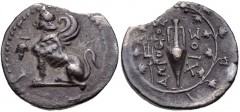 ISLANDS off IONIA, Chios. Circa 190-84 BC. AR Drachm (19mm, 3.67 g, 1h). Dorotheos, magistrate. Sphinx seated left; grape bunch before / Amphora; upright trident to left with ΔΩΡΟΘΕΟΣ (magistrate) upw