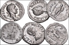 ROMAN. Imperial. Lot of nine (9) AR Denarii. Includes: Julia Domna (2 coins) // Severus Alexander // Julia Mamaea // Maximinus I (2 coins) // Gordian III (3 coins). A nice group. Mostly VF, lightly to