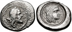 DYNASTS of LYCIA. Vekhssere I. Circa 450-430/20 BC. AR Stater (20.5mm, 8.18 g, 6h). Arñna (Xanthos) mint. Head right, wearing satrapal headdress / Laureate head of Apollo right; diskeles to left, Lyci