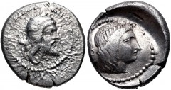 DYNASTS of LYCIA. Vekhssere I. Circa 450-430/20 BC. AR Stater (20mm, 8.00 g, 12h). Arñna (Xanthos) mint. Head right, wearing satrapal headdress / Laureate head of Apollo right; diskeles to left; all i