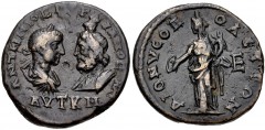 MOESIA INFERIOR, Dionysopolis. Gordian III. AD 238-244. Æ Pentassarion (24mm, 10.29 g, 1h). Laureate, draped, and cuirassed bust of Gordian and draped bust of Serapis, wearing calathus, facing one ano