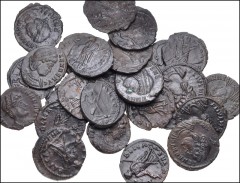 ROMAN. Imperial. Lot of twenty-six (26) bronzes of Helena. Includes: various types and mints. VF to Good VF, some roughness. LOT SOLD AS IS, NO RETURNS. Twenty-six (26) coins in lot. From the Pure Mor