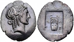 LYCIAN LEAGUE. Circa 27-20 BC. AR Hemidrachm (15mm, 1.55 g, 12h). Masikytes mint. Laureate head of Apollo right / Lyre; tripod to right; all in incuse square. RPC I 3310; Troxell, Lycia, Period IV, Se
