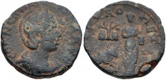 PHOENICIA, Tyre. Salonina. Augusta, AD 254-268. Æ (27mm, 14.20 g, 6h). Draped bust right, wearing stephane / Europa standing facing, holding vasel; to upper left, two baetyls (Ambrosial Rocks) with ol