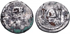The Republicans. Brutus. Late summer-autumn 42 BC. Fourrée Denarius (18mm, 3.00 g, 4h). Mint moving with Brutus in northern Greece; L. Plaetorius Cestianus, magistrate. Bare head of Brutus right; BRVT