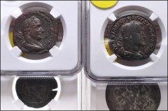 MIXED. Greek to Roman Imperial. Lot of eight bronze issues in NGC encapsulation. Includes: GREEK: Ptolemaic Kings of Egypt. Ptolemy III. Hemidrachm. Graded CH VF, Strike 5/5, Surface 2/5 // ROMAN PROV