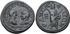 MOESIA INFERIOR, Odessus. Gordian III, with Tranquillina. AD 238-244. Æ Pentassarion (26mm, 12.23 g, 2h). Laureate, draped, and cuirassed bust of Gordian and draped bust of Tranquillina, wearing steph