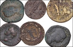 ROMAN. Imperial. Lot of ten (10) bronzes from Galba to Gordian III. Includes: Galba. Æ Dupondius // Vespasian. Æ As // Titus. Æ As // Domitian. Æ As // Trajan. Æ Sestertius // Antoninus Pius. Æ Sester