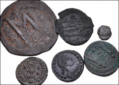 ROMAN. Imperial. Lot of seventeen (17) late Roman bronzes. Includes: Constantius II // Constantine II // Constans // Delmatius // Magnentius // Decentius // Constantius Gallus // Julian II // Gratian 