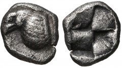 TROAS, Abydos. Late 6th-early 5th centuries BC. AR Hemiobol(?) (7mm, 0.44 g). Forepart of eagle left / Quadripartite incuse square. Cf. SNG Ashmolean 953; cf. SNG von Aulock 1439; cf. SNG Copenhagen 1