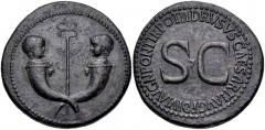 Tiberius & Germanicus Gemellus. AD 19-37/8 and 19-23/4, respectively. Æ Sestertius (35mm, 27.05 g, 12h). Rome mint. Struck under Tiberius, AD 22-23. Crossed cornucopia, each surmounted by the barehead