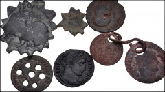 ROMAN. Imperial. Lot of Twenty-two (22) Altered Roman Coins. Includes: A fascinating group of altered and modified Roman coins, with the alterations being done in antiquity. One coin is a bronze of Jo