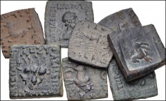 CENTRAL ASIAN. Miscellaneous. Lot of eight (8) Æ denominations. Includes: Indo-Greek issue each of Menander, Heliokles, Strato I, and Hermaios (4 coins total) // Indo-Skythian issues of Maues (2) and 