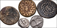MIXED. Greek and Byzantine. Lot of eight (8) mixed AR and Æ denominations. Includes: THRACE, Apollonia Pontika. AR Drachm. MYSIA, Parion. AR Hemidrachm. PONTOS. Amisos. Æ (3). SYRIA. Antioch. Æ. BAKTR