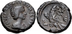 EGYPT, Alexandria. Julia Maesa. Augusta, AD 218-224/5. Potin Tetradrachm (24mm, 14.30 g, 12h). Dated RY 5 of Elagabalus (AD 221/2). IOYΛ MAICA CEB MHT(ηρ) CTPA(τοπέδον), draped bust right / Eagle with