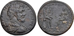 LYDIA, Daldis. Septimius Severus. AD 193-211. Æ (33mm, 23.34 g, 6h). Artemidorus, archon. AV KAIC CЄΠT CЄOYHPOC Π, laureate, draped, and cuirassed bust right / ЄΠI APTЄM-IΔΩPOY-ΛAN APX A[...], Apollo 