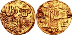 ANCIENT COINS USED IN INDIA & INDIAN IMITATIONS. Heraclius, with Heraclius Constantine and Heraclonas. 610-641. AV Solidus (19mm, 4.18 g, 12h). Indian imitation. [...] H(quadrate O) H –, crowned facin