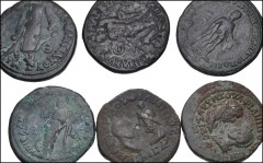 ROMAN. Provincial. Lot of twelve (12) bronzes from Marcianopolis and Mesembria. Includes: Marcianopolis (all vis-à-vis portrait types): Septimius Severus & Julia Domna (3 coins) // Caracalla & Julia D