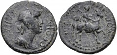 LYDIA, Mostene. Pseudo-autonomous issue. 1st-2nd Century AD. Æ (20mm, 3.00 g, 12h). Draped bust of the Senate right / Hero, holding double-axe over his shoulder, on horseback right. RPC II 994. VF, da