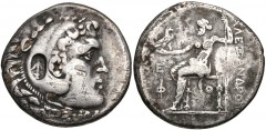 LYCIA, Phaselis. Circa 221/0-189/8 BC. AR Tetradrachm (30mm, 16.15 g, 1h). In the name and types of Alexander III of Macedon. Dated CY 5 (217/6 BC). Head of Herakles right, wearing lion skin; c/m: anc