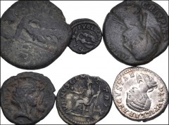 MIXED. Greek through Roman Imperial. Lot of nineteen (19) ancient coins. Includes: Greek: TROAS, Assos. Æ 10mm // Central Asian: KUSHAN EMPIRE. Huvishka. Æ Tetradrachm // Roman Provincial: MOESIA INFE