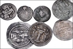 MIXED. Greek to Central Asian. Lot of fourteen (14) AR denominations. Includes: Mostly Sasanian drachms from Šābuhr (Shahpur) I to Husrav (Khosrau) I (7 total). Lot also includes a southern Arabia dra