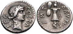 The Republicans. Brutus. Late summer-autumn 42 BC. AR Denarius (18mm, 3.80 g, 12h). Military mint traveling with Brutus and Cassius in western Asia Minor or northern Greece; Pedanius Costa, legate. La