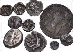 MIXED. Greek to Central Asian. Lot of twenty-one (21) silver coins. Includes: GREEK: Civic fractions from Tarentum, Macedonian Neapolis, Sikyon (2 coins), Miletos (3 coins), Rhodes, Selge, the Lycian 