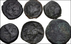 GREEK. Magna Graecia & Sicily. Lot of seven (7) Sicilian Æ. Includes: Akragas (2 coins) // Himera (2 coins) // Kamarina (2 coins) // Messana. Fine to VF, mostly with patina, several with corrosion, po