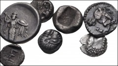 GREEK. Asia Minor. Lot of seven (7) silver fractions. Includes: Mysia, Pegamon. AR Diobol // Ionia, Kolophon. AR Forty-Eighth Stater // Ionia, Kolophon. AR Tetartemorion // Caria, Kasolaba(?). AR Hemi