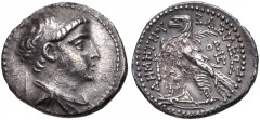 SELEUKID EMPIRE. Demetrios II Nikator. First reign, 146-138 BC. AR Didrachm (22mm, 6.87 g, 12h). Tyre mint. Dated SE 170 (143/2 BC). Diademed and draped bust right / Eagle standing left on prow, with 