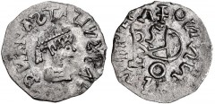 GEPIDS. Uncertain king. 454-552. AR Quarter Siliqua (16mm, 0.83 g, 6h). Imitating a Ravenna mint Quarter Siliqua of Theoderic in the name of Anastasius I. Sirmium mint. DИ ΛИΛ(retrograde S)TΛ(retrogra